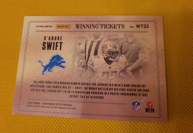 2020 Contenders Optic Winning Tickets D'Andre Swift #WT22 Silver Prizm Rookie RC 4