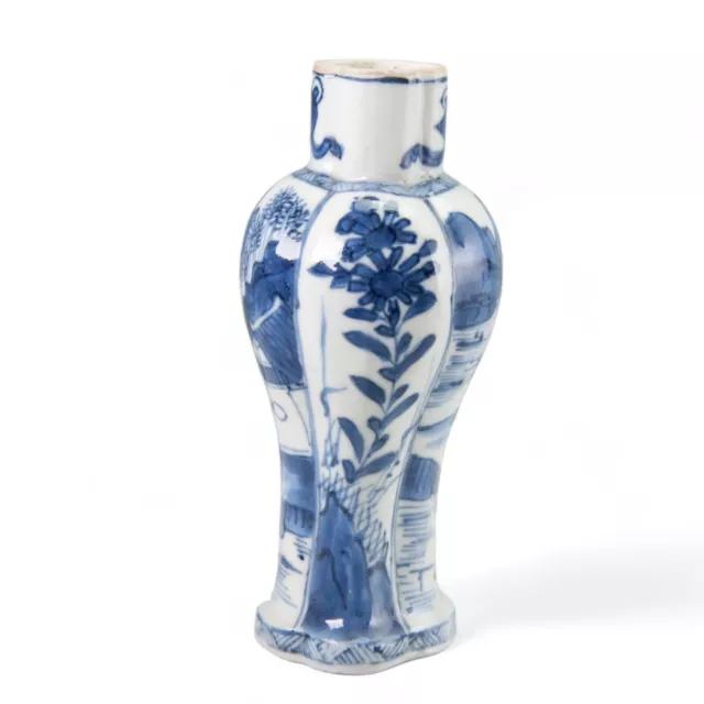 Nice small Chinese B&W porcelain vase Kangxi, 18th ct, fisherman, Free Shipping! 3