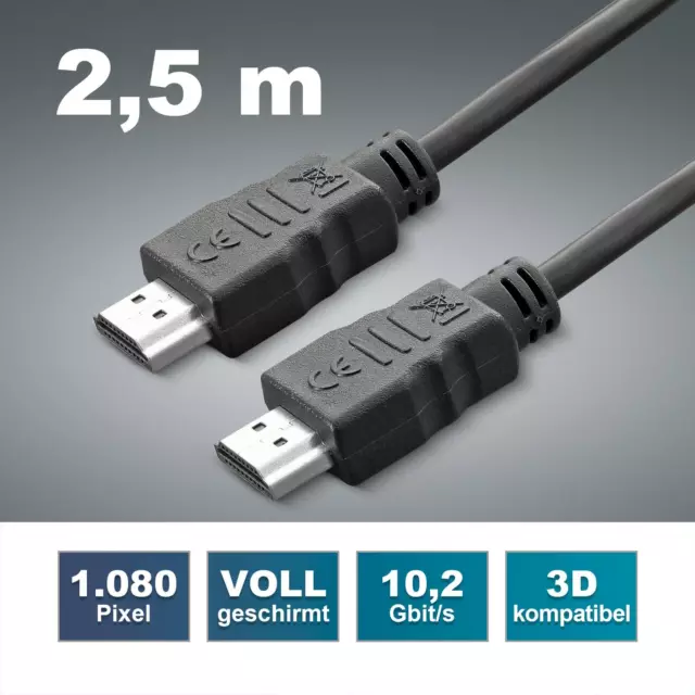 HAMA 2,5m HDMI Kabel geschirmt 3D Ethernet 1080p HDTV Fernseher Blu-ray DVD PC