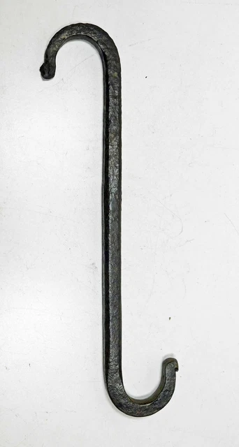 Antique 1800's Kettle Hook Hand Wrought Iron * 9.5" Overall Well Formed Ends
