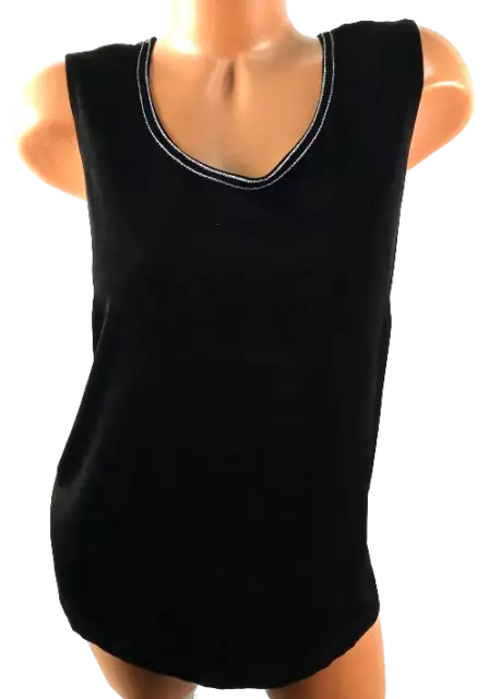 Laura ashley black scoop neck slinky stretch women's sleeveless top 1X