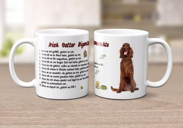 Kaffeebecher aus Keramik  330 ml Auswahl Foto / Spruch  Hund Irish Setter