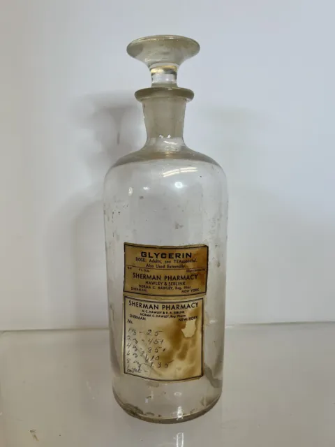 Antique Hawley & Seblink Apothecary Jar Sherman Pharmacy NY