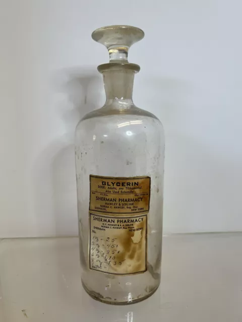 Antique Hawley & Seblink Apothecary Jar Sherman Pharmacy NY