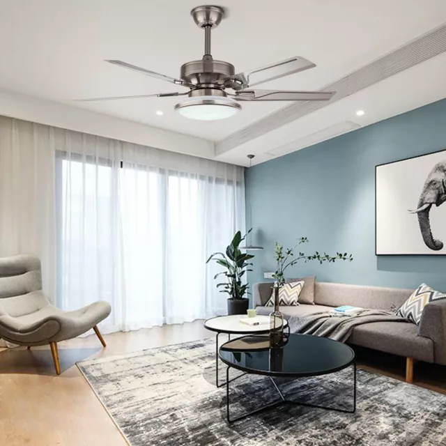 48" Ceiling Fan Light 5Blades LED Chandelier 3 Speed +Remote Control Living Room