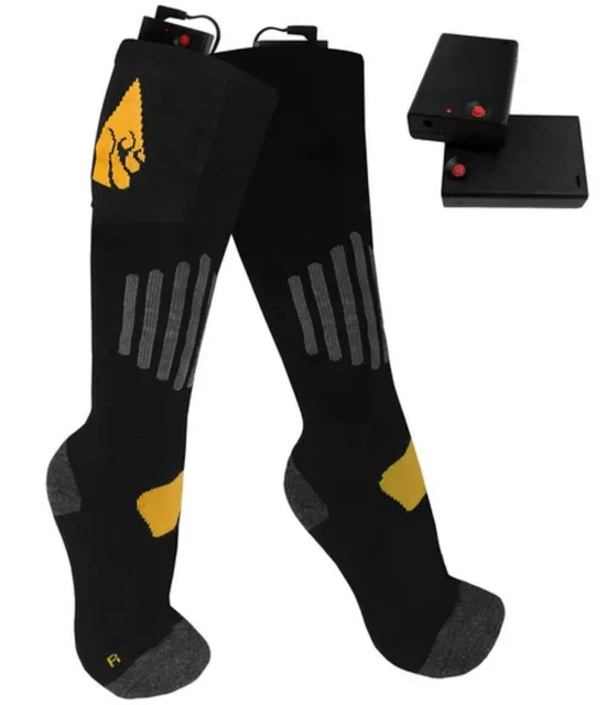 ActionHeat Cotton AA Battery Heated Socks Black/Yellow