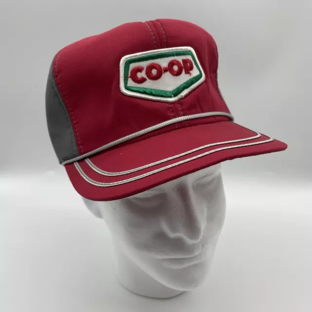 Vintage Co-Op Snapback Trucker Hat Rope Victory Cap Foam Red Grey Patch Farming