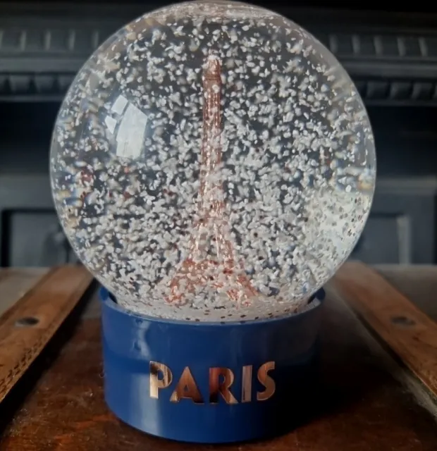 Vintage Eifel Tower Le Tour 1989 Snow Globe Souvenir Paris Snow Storm Copper