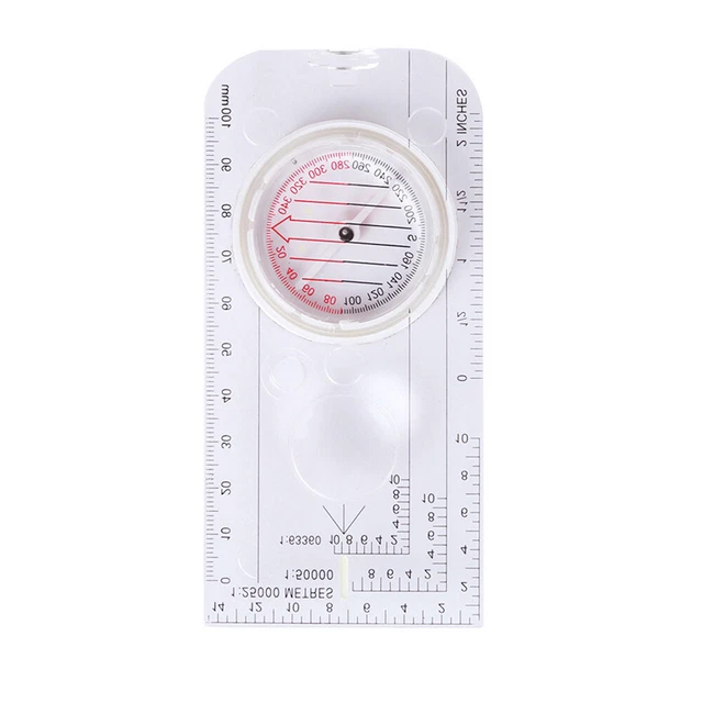 ACRYLIC DRAWING SCALE Compass Map Ruler Pointing Guide Portable