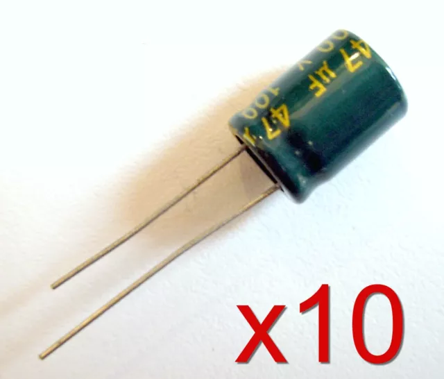 10x Condensateur 100V 47uF électrolytique Aluminium Radial capacitor 10x13mm