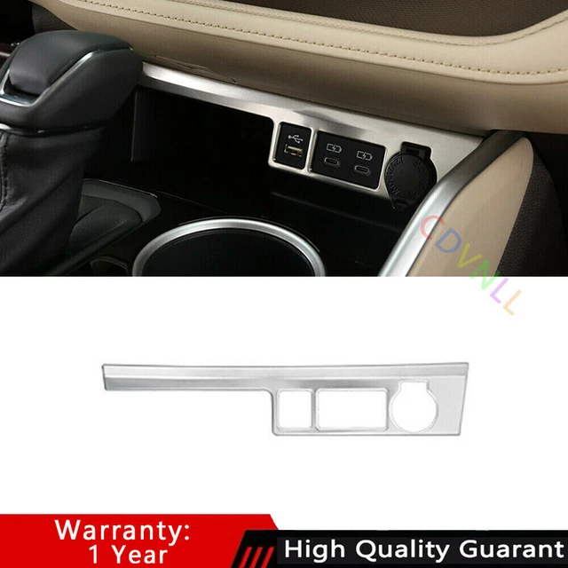 For Toyota Highlander 2020-22 Silver Steel Console Cigarette Lighter Frame Trim