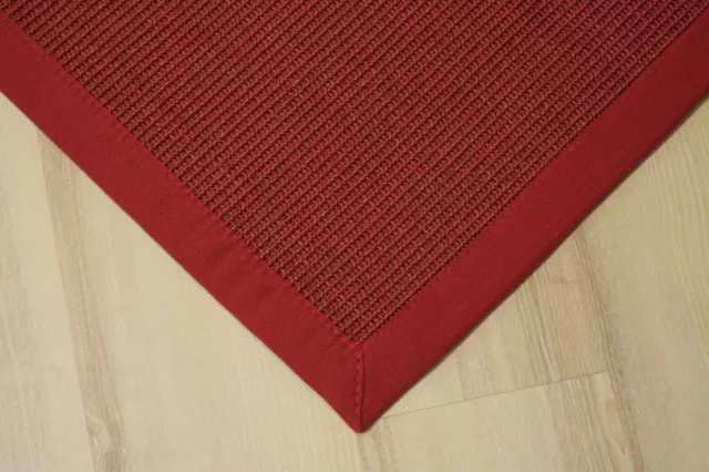 Sisal Teppich Manaus mit Bordüre Rot 100% Sisal verschiedene Größen