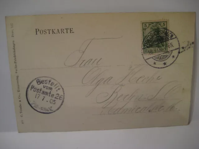 AK Postkarte Berlin , Gruss aus Friedrichshagen - Kurpark , gelaufen 1905 2