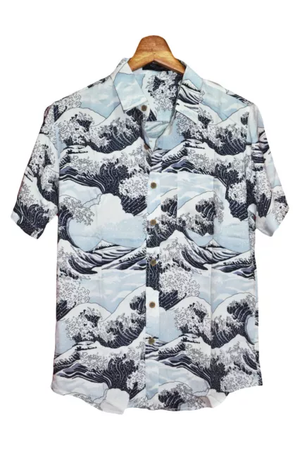 Chemise hawaienne motif vague de kanagawa et grues du japon - GL BOUTIK