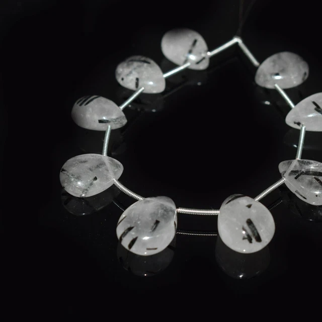 Véritable A++ Black Rutile Quartz Smooth Pear Gemstone 6 » Perles pour la...
