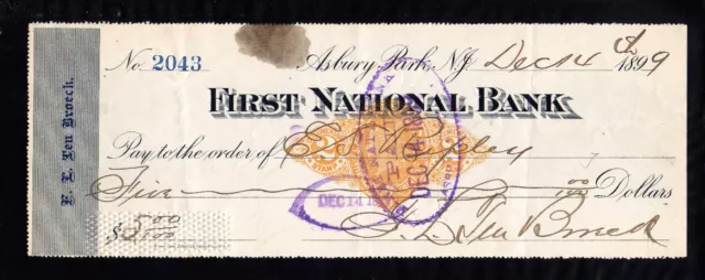3D141 - 1899 First National Bank (Signed Frank Larue Tenbroeck) Asbury Park, N.y