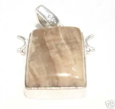 Pendentif pierre précieuse marron jaspe argent sterling pur JASN126