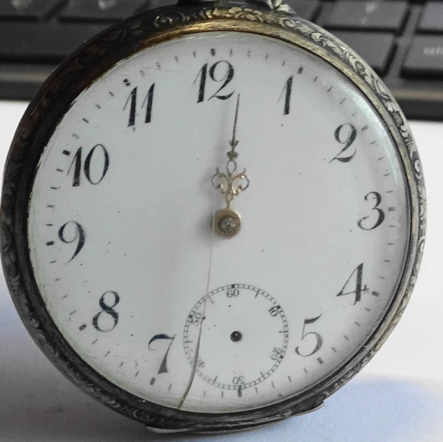 Ancienne Montre Gousset Châtelaine En Argent - Mécanique Manuelle - Occasion Très Bon état
