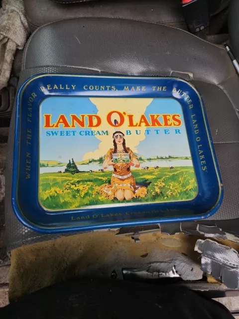 Vintage 1950s Land O'Lakes Sweet Cream Butter Metal Tray With Retired Logo