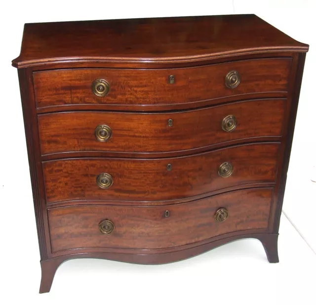 Antique Georgian Serpentine Front Mahogany Chest of Drawers Gilt Brass Handles