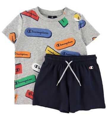 Champion Ragazzi Bambini T-Shirt Set Pantaloncini Lifestyle Moda Casual Grafica,