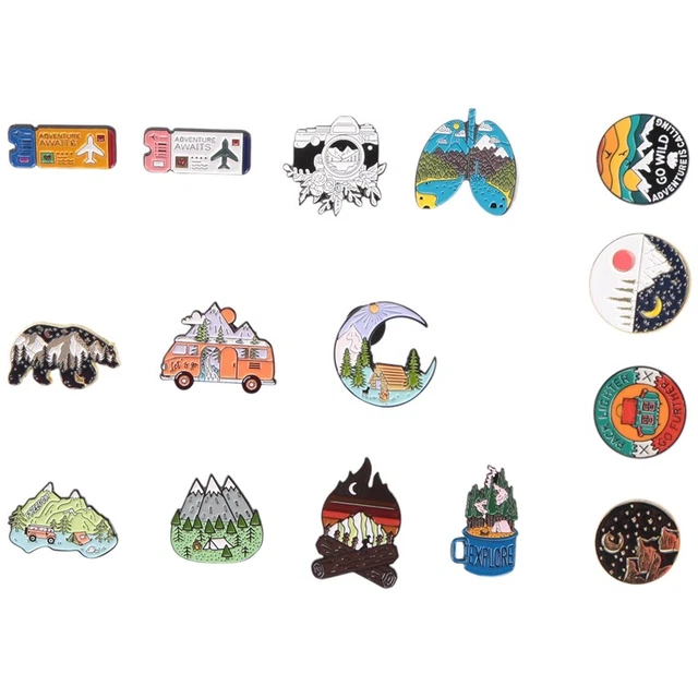 15 Pack Outdoor Emaille Pin Rucksack ÄSthetische Emaille Pin Set NatüRliche U7U7
