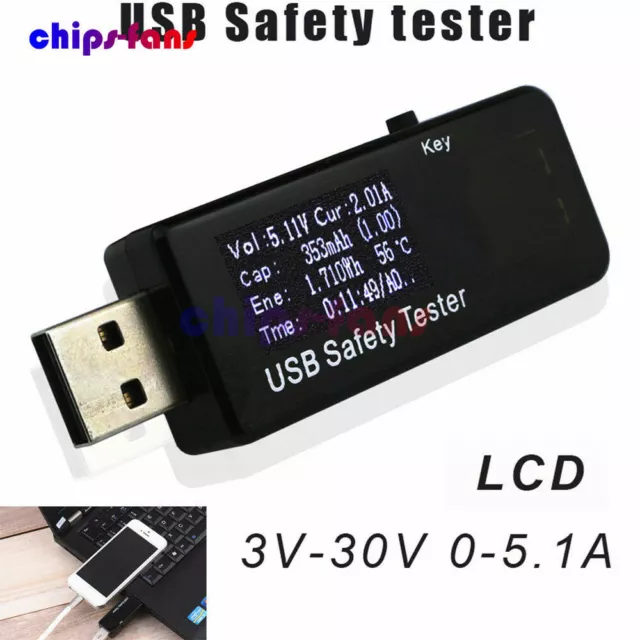 LCD USB Détecteur Voltmètre Ampèremètre D Capacité Testeur Voltage Courant Mètre