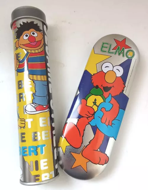 sesame street lot 2 boîtes en métal rangement plumier elmo bert ernie