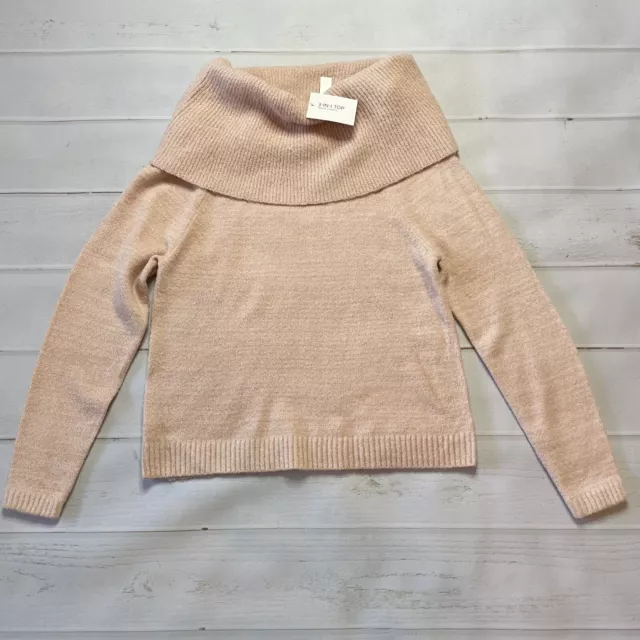 NWT - Caslon - Women’s Peach Metalic Cowl Neck Sweater - Size Medium