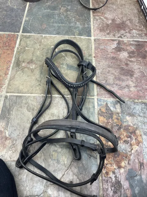 Black English Leather Full Size Flash Bridle