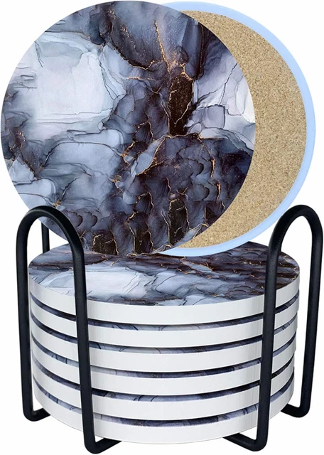 LuenHego Lot de 8 dessous verre en céramique absorbants avec fond en...