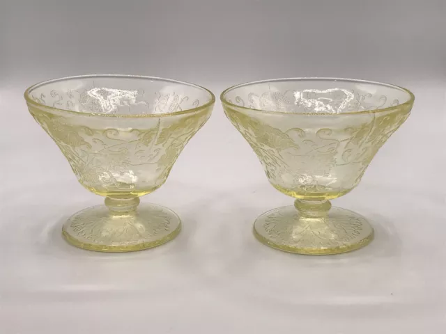 Hazel Atlas Yellow Depression Glass FLORENTINE 2 Poppy Tall Dessert Sorbet