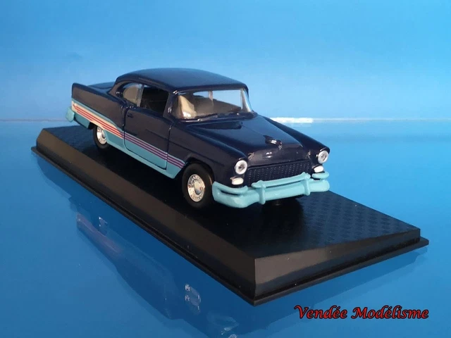Miniature Collector Chevrolet Chevy Bel-Air 1955, échelle 1/43, Bleu/blanc/crème - NEUVE (boîte Trace), Série US