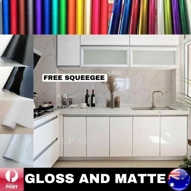 High Gloss Kitchen Door Cabinet Bedroom Furniture Vinyl Wrap Air/Bubble Free