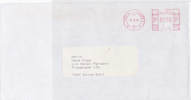 Switzerland Commercial 1990 machine cancel stamp cover ref 21583