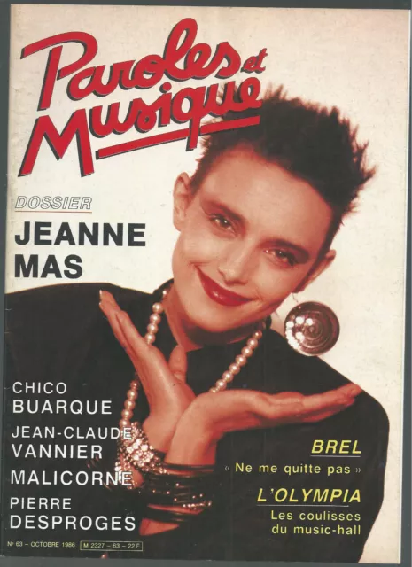 Jeanne Mas- Revue Paroles Et Musique+ Brel+Chico Buarque+J.claude Vannier+