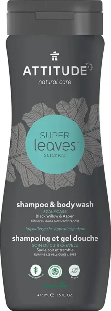 Champú y lavado corporal Super Leaves Science Willow & Aspen de Attitude, 16 oz