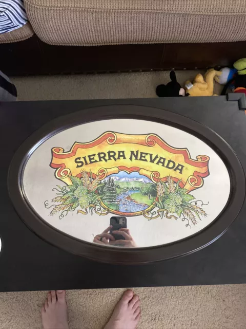 Vintage Sierra Nevada Mirror Oval Wood Beer Ale Bar Alcohol Advertising Mountain