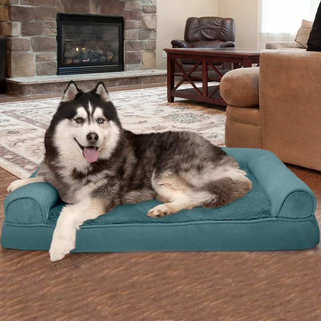 LYY Plush & Suede Memory Top Bolster Dog Bed w/Removable Cover (Jumbo)