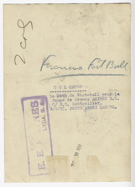 FOOTBALL, COUPE DE France 1931 1/4 finale Montpellier / Amiens