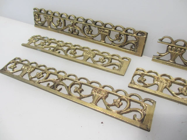 Antique Brass Furniture Ormolu Trim Hardware Mounts Old Vintage Urn Flowers LOT