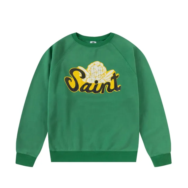 Saint Michael Saint Angels Casual Sweatshirts Unisex Vintage Green Pullover