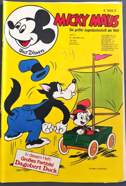 Micky Maus Comic Heft Nr.5 mit SB+GS 1972  (208