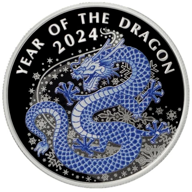 2024 LAOS LUNAR Year of the Dragon 龍 Silver Proof Color Coin Chinese