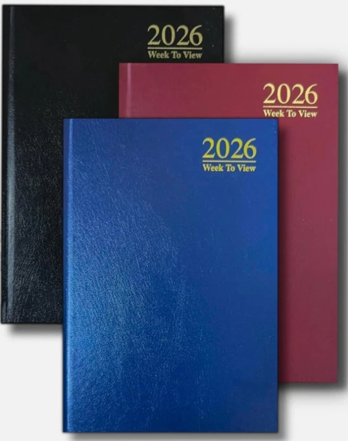 2026 DIARY A5 Week to View Full year Planner Assorted colours Black ...