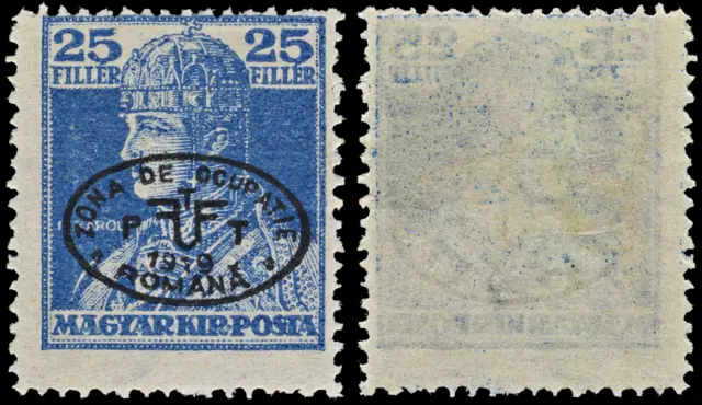 3852 Romanian Occ. of Debrecen Mi40b, Sc# 2N30a SG36a 1919 1.20k Blue. Black Ove