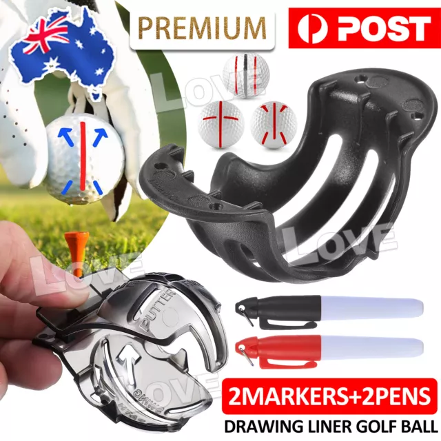Golf Ball Line Drawing Marker Liner Marking Alignment Tool Stencil 2 Pencils Kit