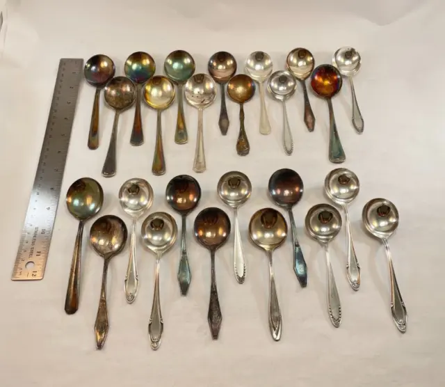 Lot of 25 Assorted Vintage Silverplate Bouillon Spoons - Lot#46