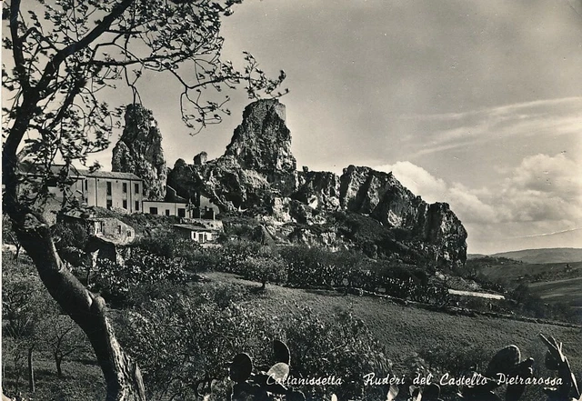 Cartolina Sicilia Caltanissetta Ruderi Castello Pietrarossa Viaggiata Anno 1956