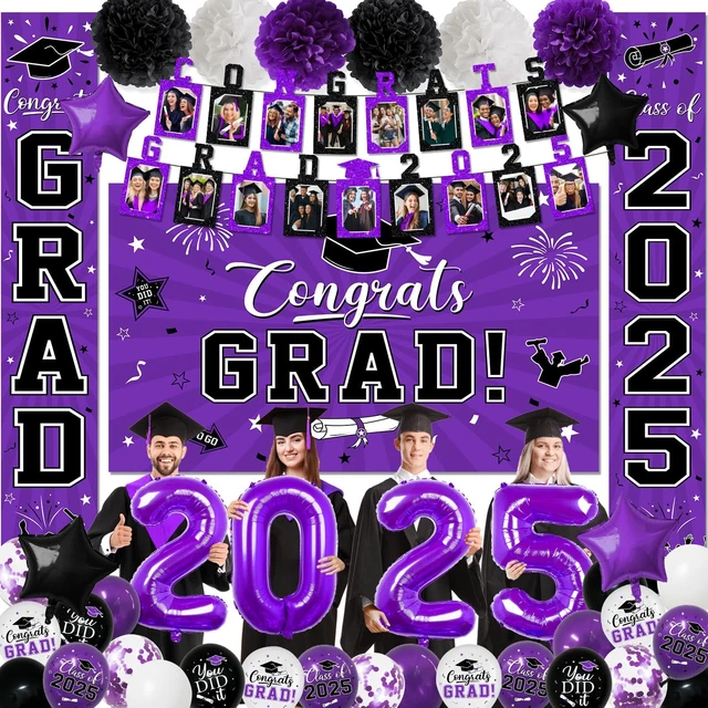 2025 GRADUATION DECORATIONS, Purple Themed Class of 2025 Decorations ...